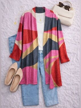 NWT Chico's Traveler’s Colorblock Jacket Cardigan XL Sz 3 Women’s